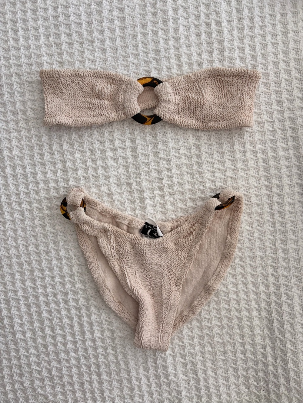 Hunza G Gloria Bikini with Tortoiseshell Rings